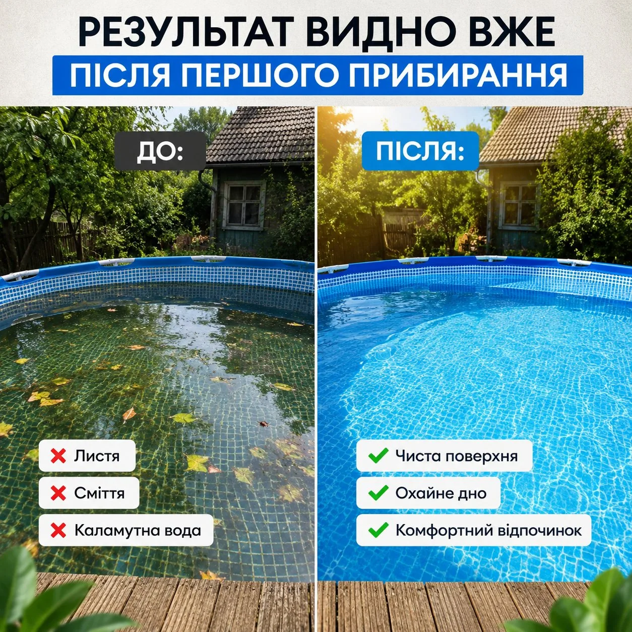 Чистий басейн готовий до відпочинку